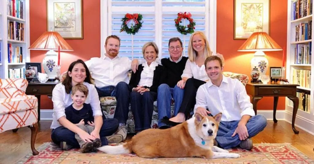 family photo with dog